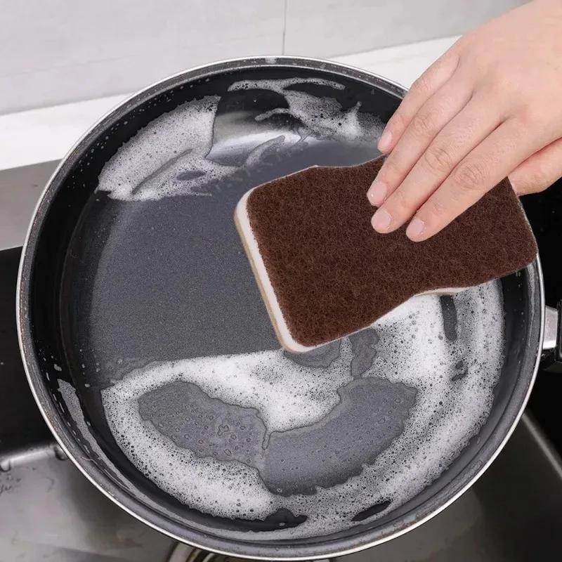 30/5Pcs Scrub Sponges Double-sided Thickened Sandy Fiber Seaweed Sponge Kitchen Dishwashing Cleaning Wipes Magic Scouring Pads