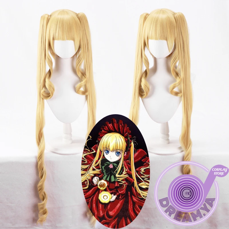 Shin Ku Reiner Rubin Cosplay Wig Rozen Maiden Golden Long Wavy 100cm Synthetic Hair Heat Resistant Halloween Role Play Party