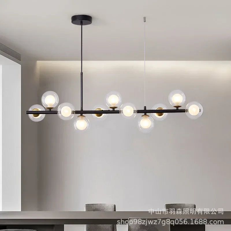 Modern Long Dining Room Chandeliers Glass Ball Lampshade Light Over The Table Kitchen Office Pendant Lamp Home Decor Luminaires