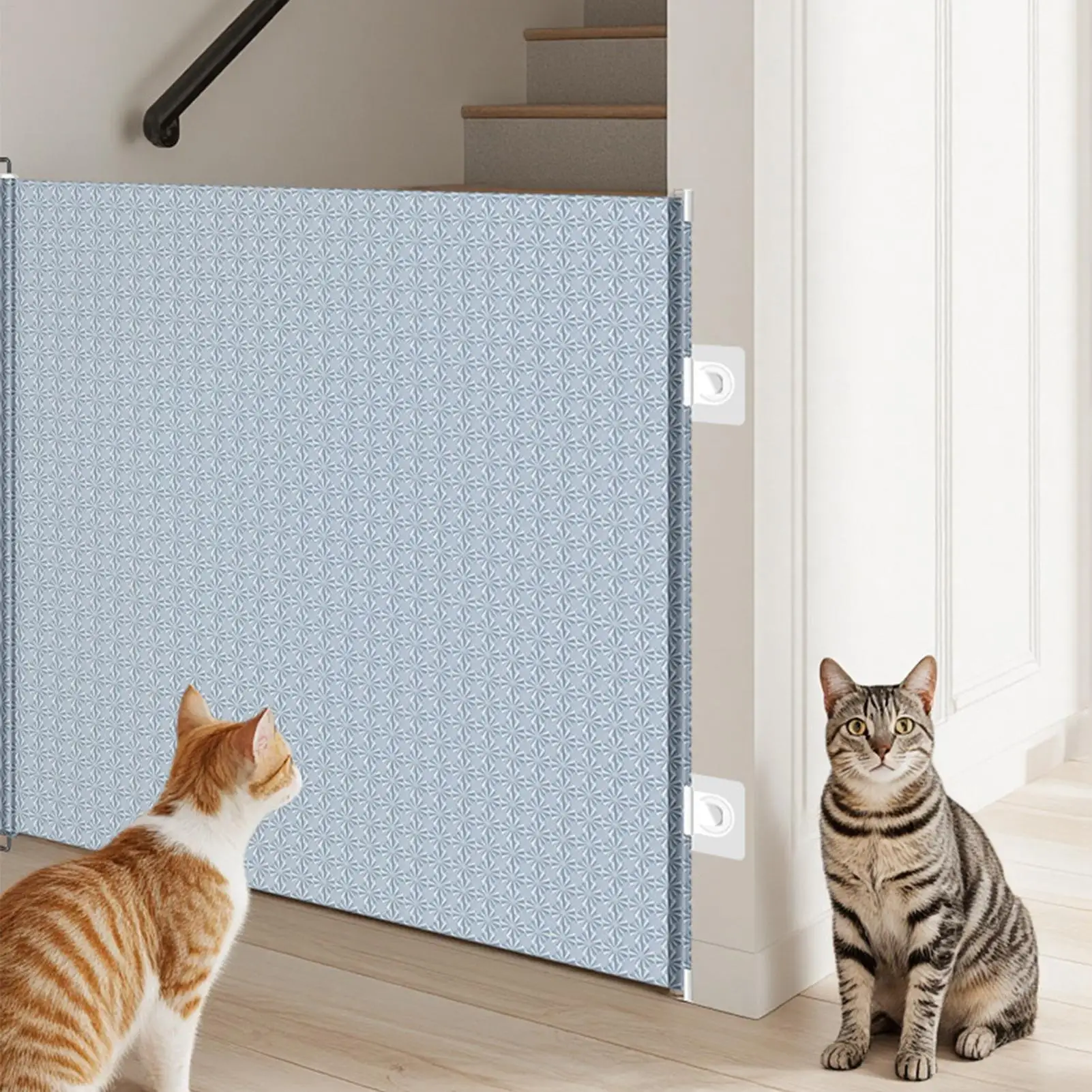 Retractable Pet Gate No-Drill Mesh Cat Door Doorways Mesh Gate for Indoor Home Staircase Hallway Terrace Porch Kitten Puppy Dogs