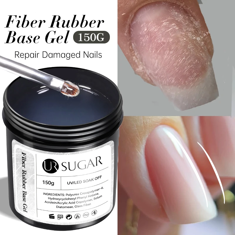 UR SUGAR 150g Fiber Rubber Base Nail Repair Gel Nail Polish UV Semi Permanent Repair Fix Crack Varnish Manicure Strengthener