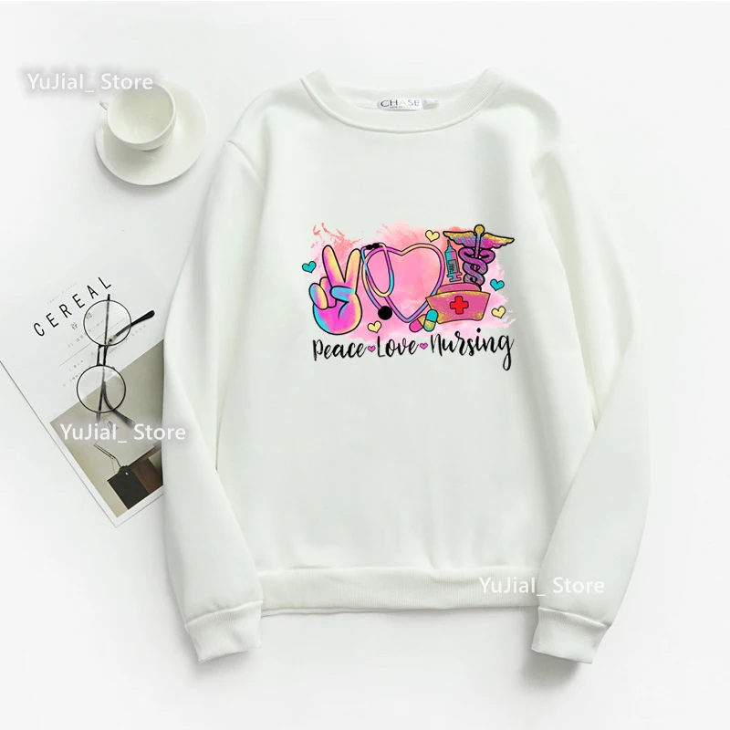 Nursing Is My Heart Nurse Letter Printing Women\'S Hoodie Fashion Harajuku Autumn Winter Long Sleeve Women\'S Crew Neck Sweatshirt