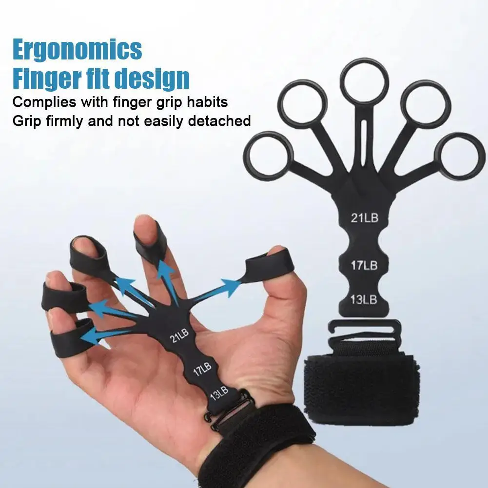 Ajustável Hand Grip Strengthener para Wrist, 5 Finger Exerciser, Treinamento de Força, Power Antebraço Reabilitação, Silicone Trainer