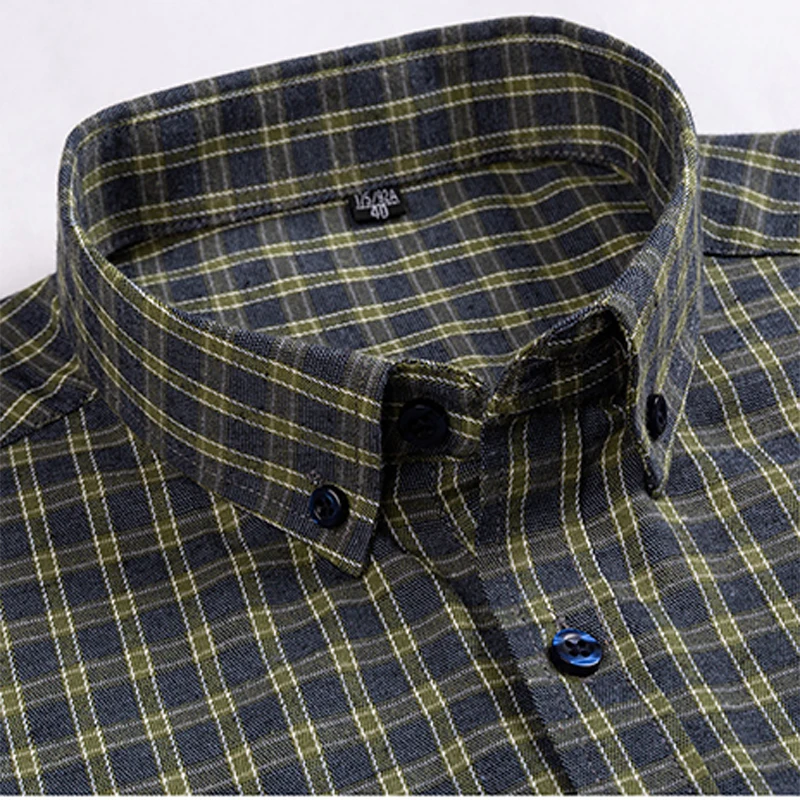 Camisa a cuadros de fibra de bambú para hombre, Algodón puro, manga larga, clásico, versátil, suave, transpirable, informal, ropa de negocios, moda