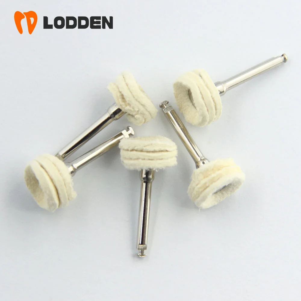 LODDEN 100pcs Dental Materials Polishing Brushes Wheel Shape for Nature Teeth Ceramics 2.35mm RA Shank Dentistry Rotary Tools