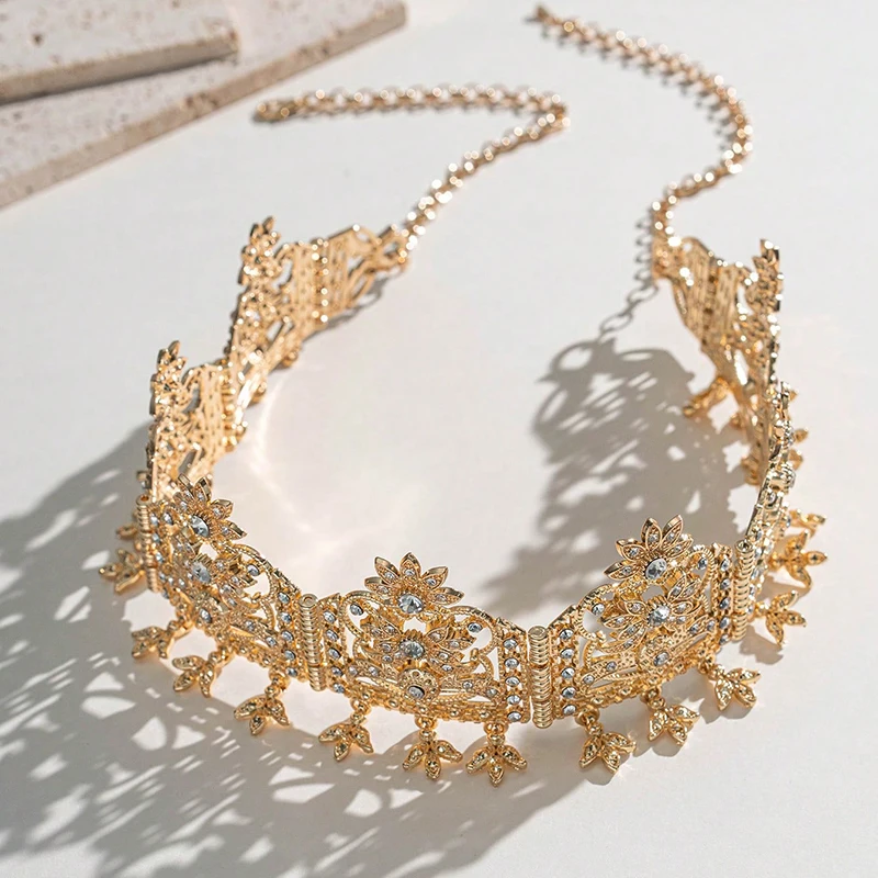 

1 Muslim woman's head chain gilded Algerian style bride headdress shot tiger wedding bride hair accessories
