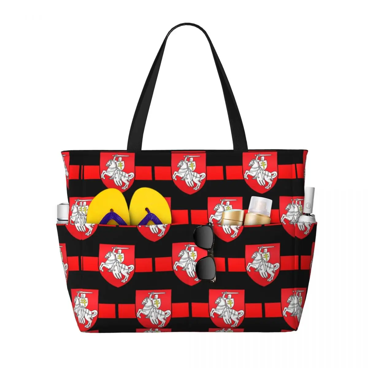 

Belarus Pogonya Flag Square Protest Symbol Belarusian Beach Tote Bag Sport Gym Yoga Duffle Large Tote Bag Travel Bag Fitness bag