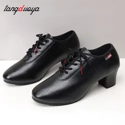 Zapatos de baile latino para mujer, zapatos de salón de Salsa, suela suave, zapatos de práctica de baile de PU, tacón de 5cm, zapatillas de baile para mujer