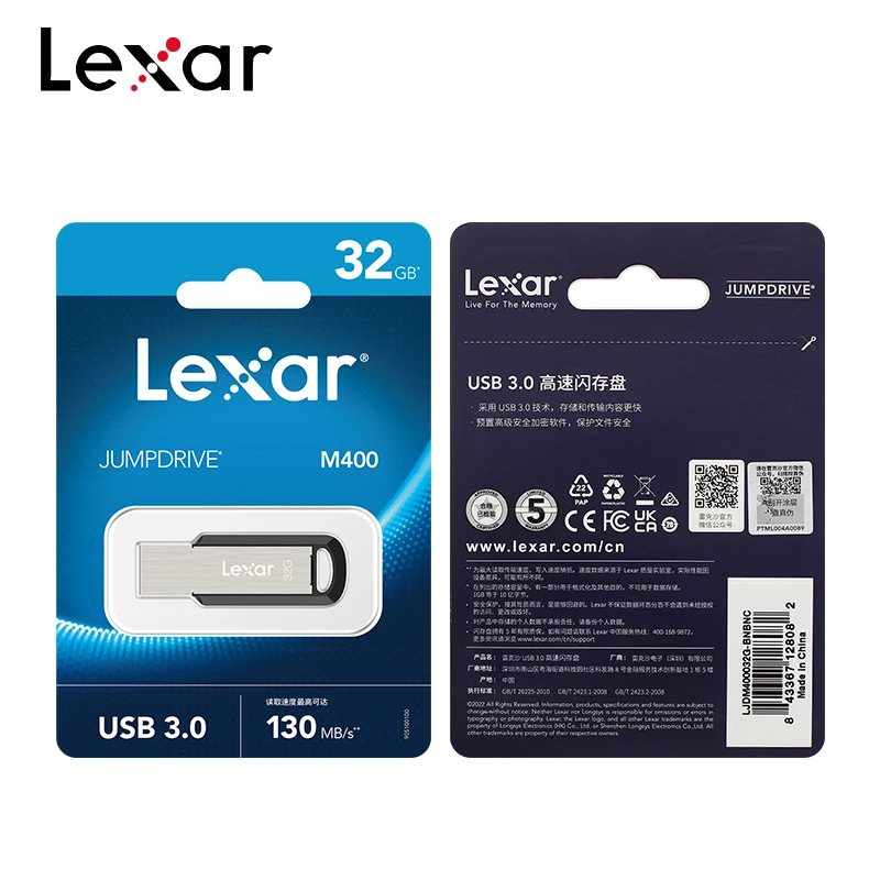 Original Lexar M400 USB 3.0 Flash Disk 128GB 64GB 32GB Encrypted Mini Key Pendrive Black Flash Drive Memory Stick For Computer