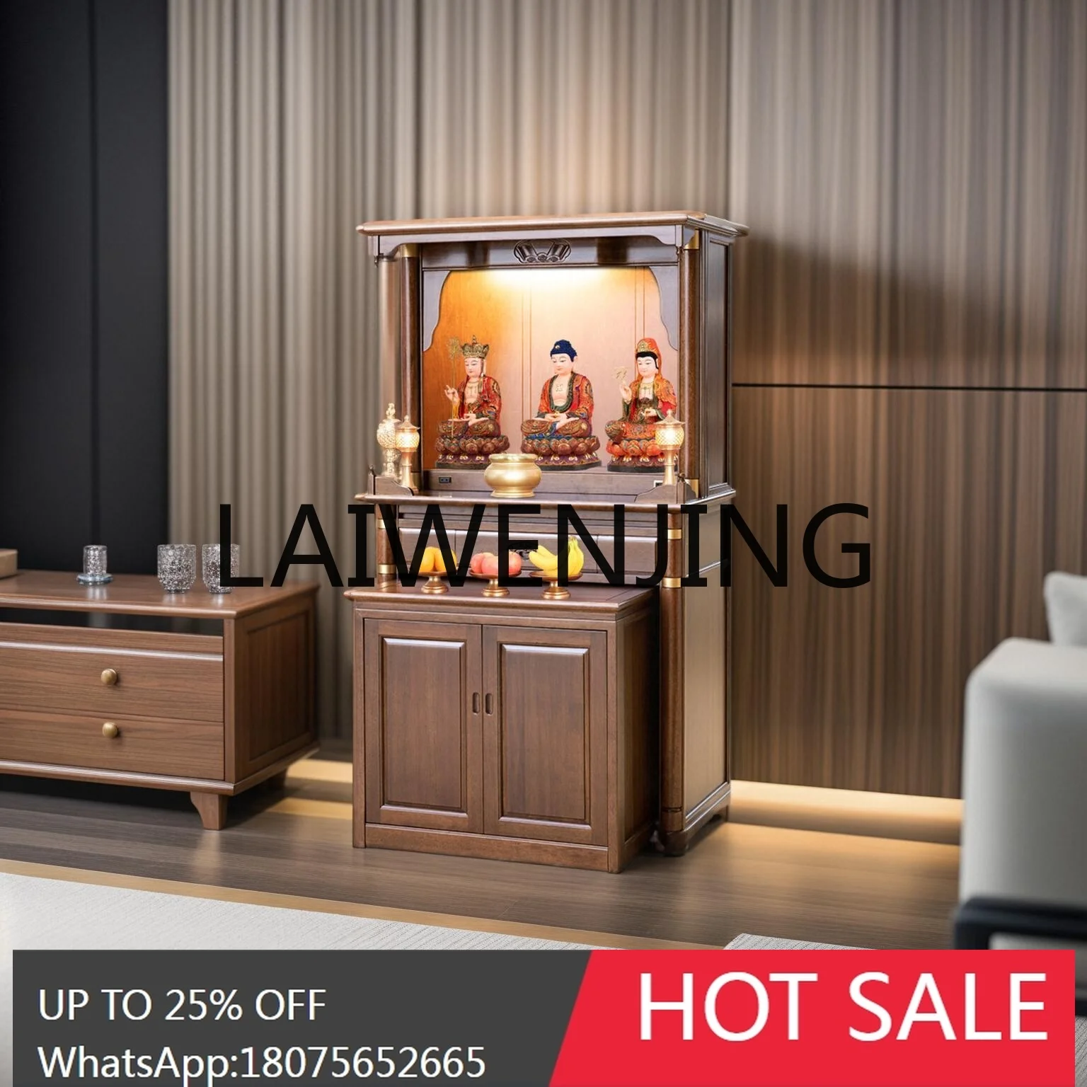 RWJ Solid Wood Buddha Niche Altar Altar Clothes Closet Small Tribute Buddha Shrine Guanyin Worship Platform