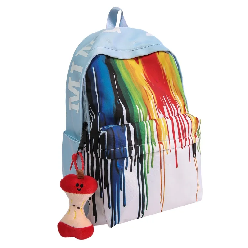High aesthetic rainbow graffiti backpack for middle and high school students lightweight and large capacity backpack for leisure