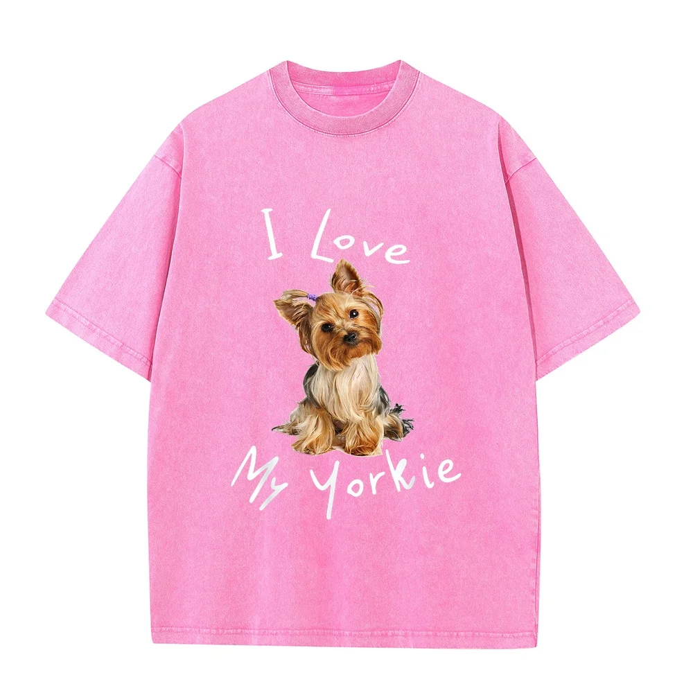 I Love My Yorkie T-Shirt Men Man's Kids Men's Clothing Deals Kitty Everyday Printed T Shirt Summer Top Cotton Humor Short