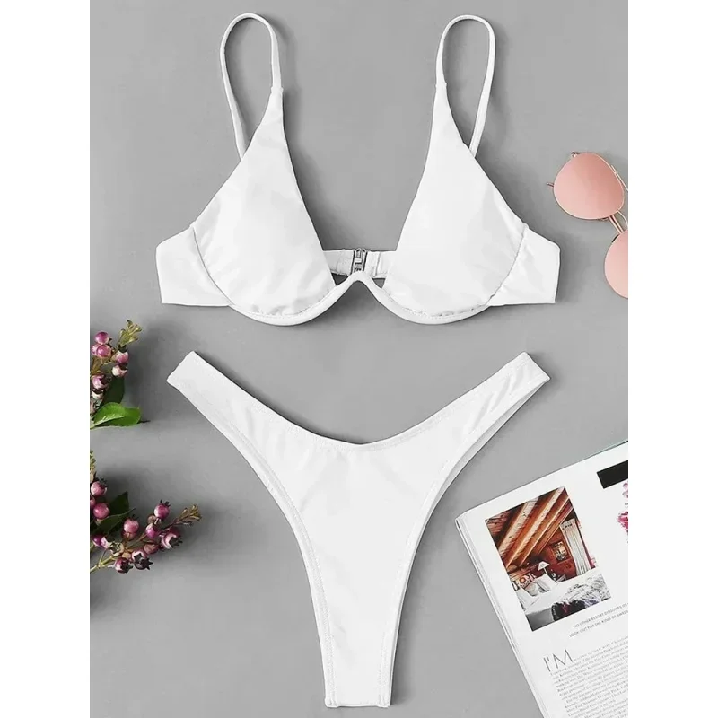 

Split Bikini Push Up Swimsuit Women Sexy Triangle High Cut Thong Bikini Set Summer 2025 New Beach Vacation Bathing Suit 2 Piece