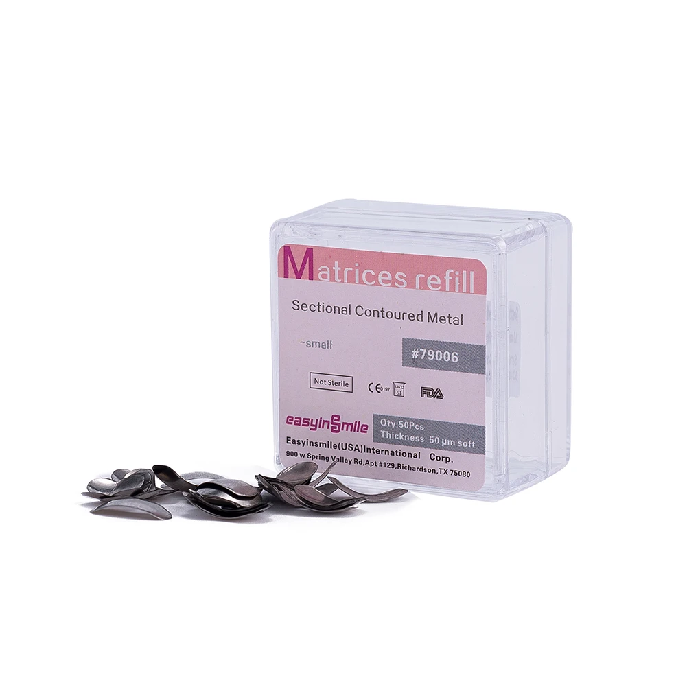 50 pz/set matrici metalliche dentali bande a matrice cunei di ricarica a matrice sagomata sezionale per la sostituzione dei denti acciaio inossidabile S/M/L