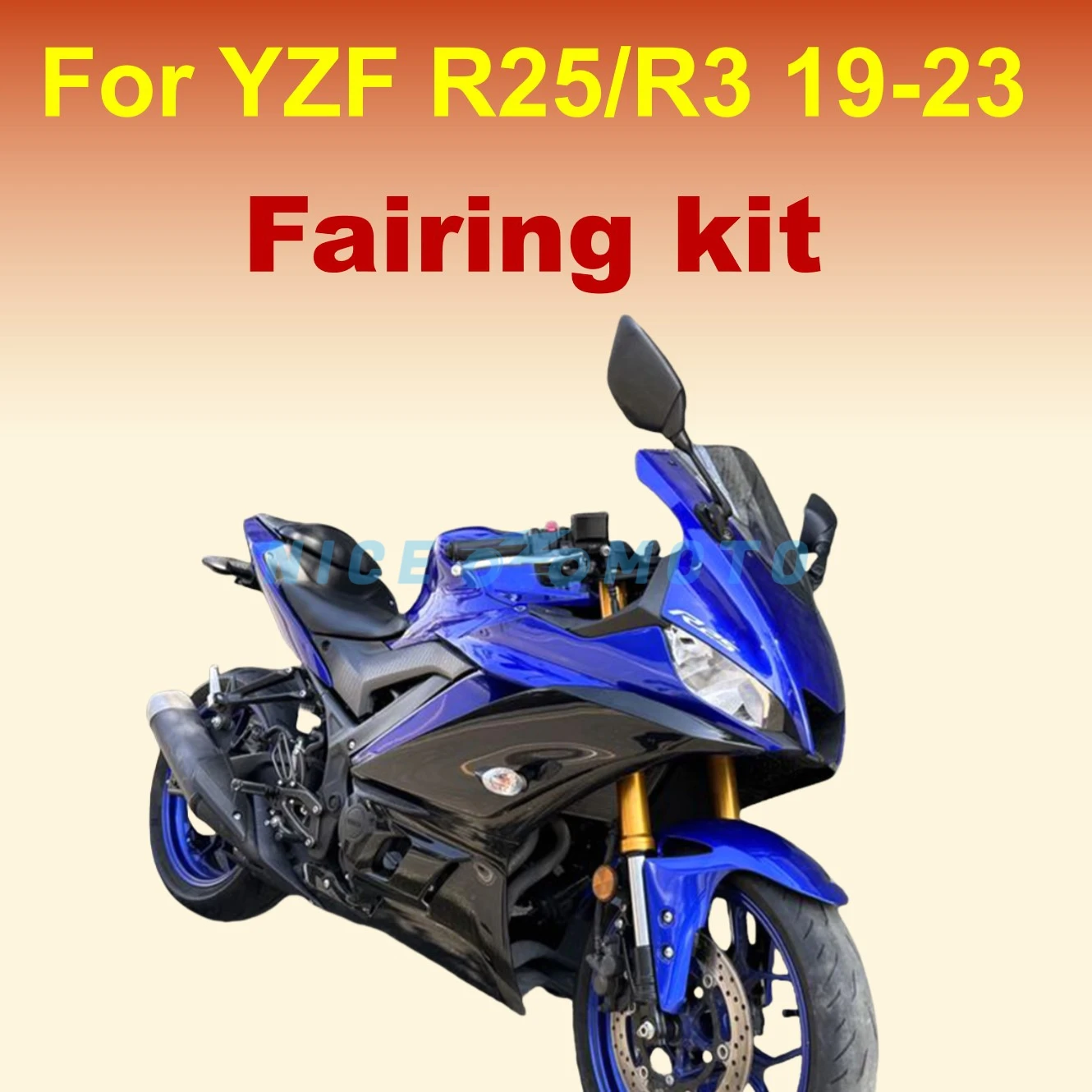 For YAMAHA YZF R3 2019 2020 2021 2022 2023 YZF-R25 YZF-R3 YZF R25 Blue Black Bodywork Motorcycle Protection Fairing kit