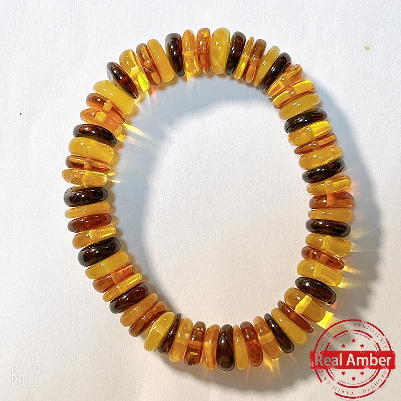 9.5mm Natural Baltic Amber Bracelet For Unisex Handmade irregular Wheel Styles High end Jewelry With Certification Wholesale