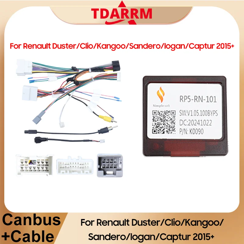 TDARRM Android Car Radio Power Cable Canbus Box Adapter Fit For Renault Duster/Clio/Kangoo/Sandero/logan/Captur 2015+ OEM Radio