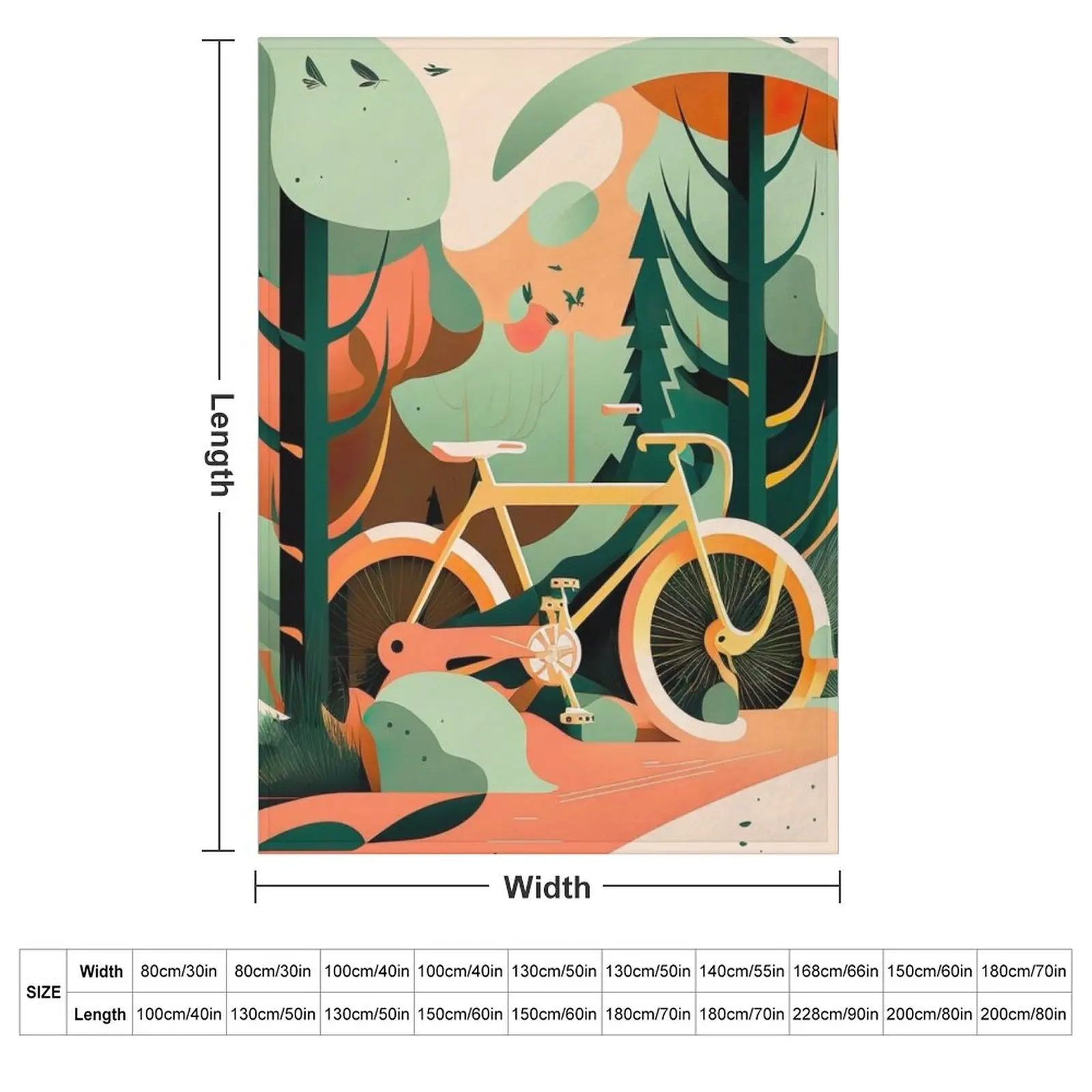 Bike adventure: a bike in a natural landscape Throw Blanket couch cozy soft plush fuzzy picnic outdoor blanket