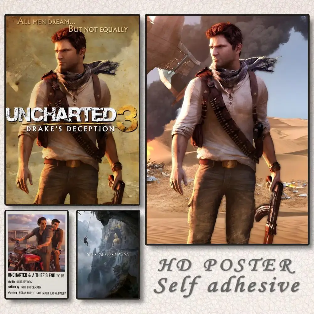 Adventure Video Game U-Uncharted Poster Gift with prints Home bedroom living room decoration promotion and display