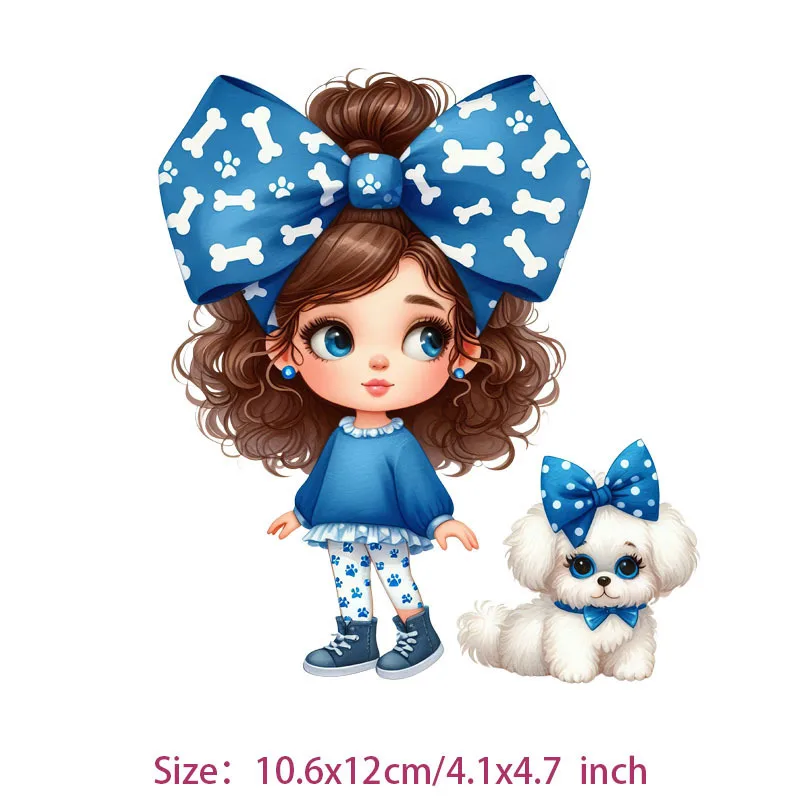 Girls and pets Thermal Patches Sticker Decoration For Pet Dolls Clothes Strips Diy Heat Transfer Iron On Patches For Clothing