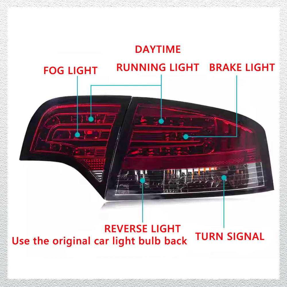 البوب LED أضواء خلفية لأودي A4 B7 2005-2008 نمط جديد كامل Led DRL سيارة المصابيح الخلفية الجمعية إشارة الملحقات تعديل مصباح