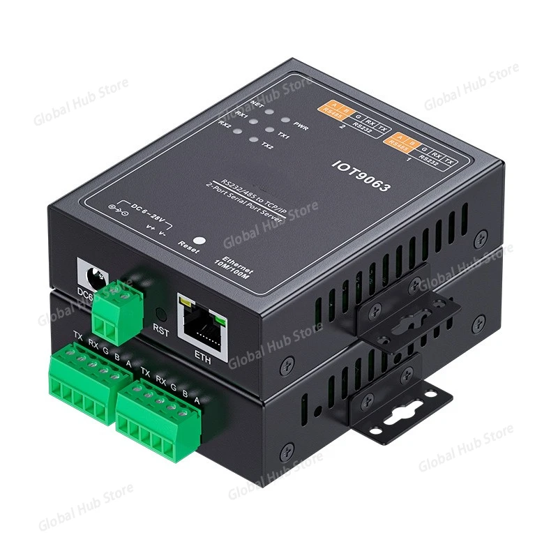 

2 Ports Serial Device Server RS232 RS485 To TCP/IP Ethernet Server Converter IOT9063