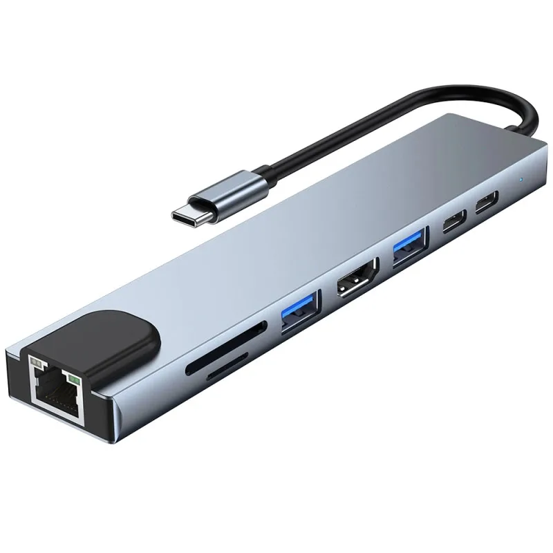 

Многопортовый адаптер CAMVATE USB Type-C 8-в-1 с быстрым Ethernet 4K HDMI и RJ45