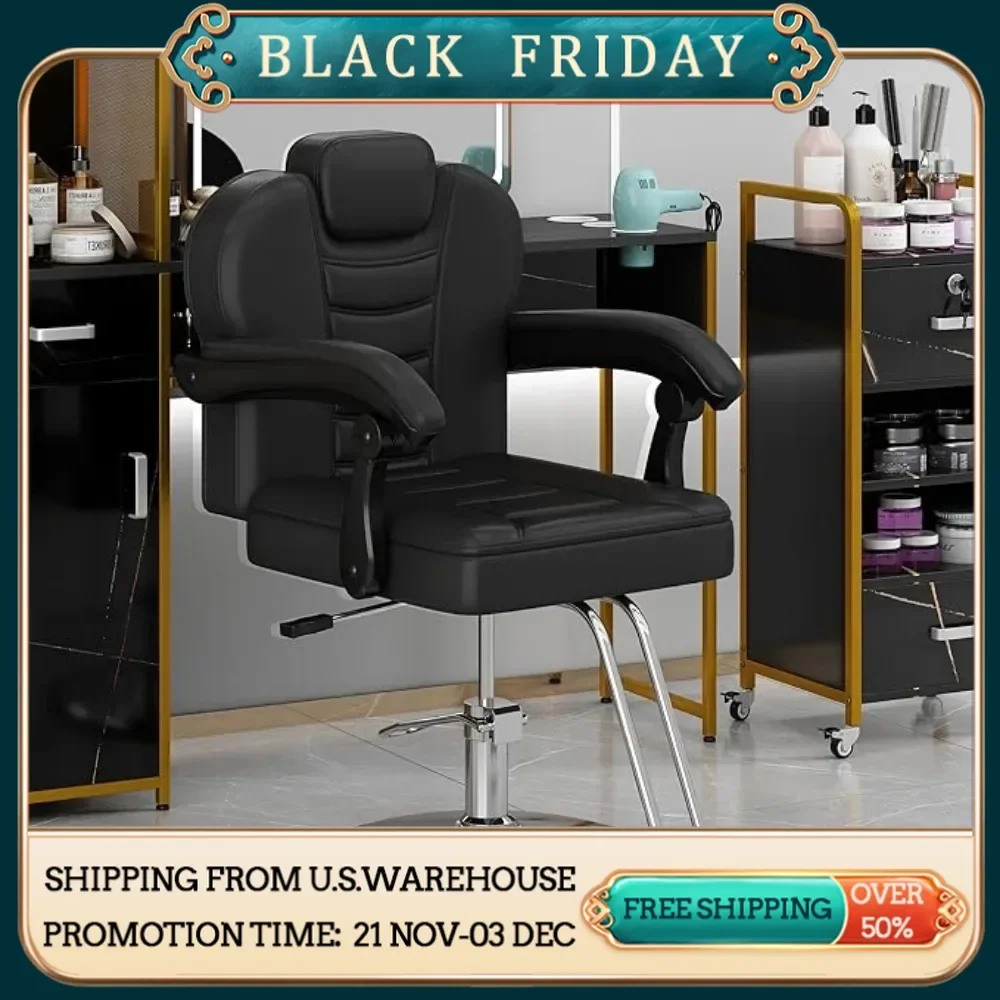 Recliner Barber Chair for Salon with 20% Extra Wider Seat and Heavy Duty Hydraulic Pump, Upgraded Salon Beauty Equipment