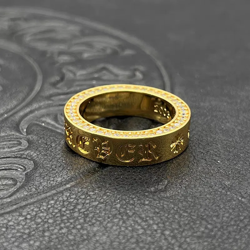 

S925 Sterling Silver Forever Ring Gold Plated Diamond Cross Men's Medieval Niche