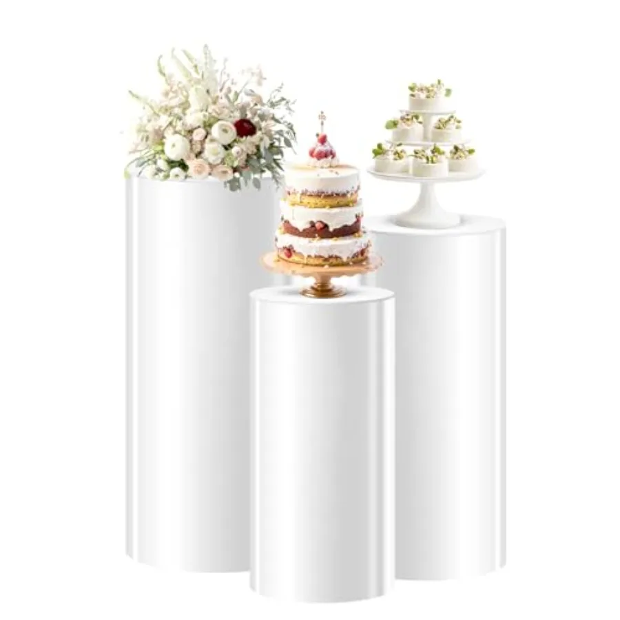 

3pcs Cylinder Pedestal Stand for Parties White Cylinder Stand for Party Pedestal Cake Stands for Wedding Decoration Dessert Tab