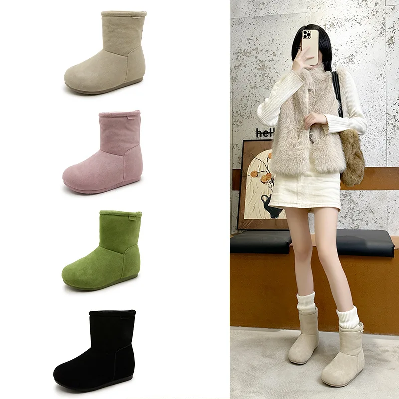

8CM Hidden Height Increase Genuine Leather Snow Boots Women Fashion Winter Knight Boots Two Wear Styles