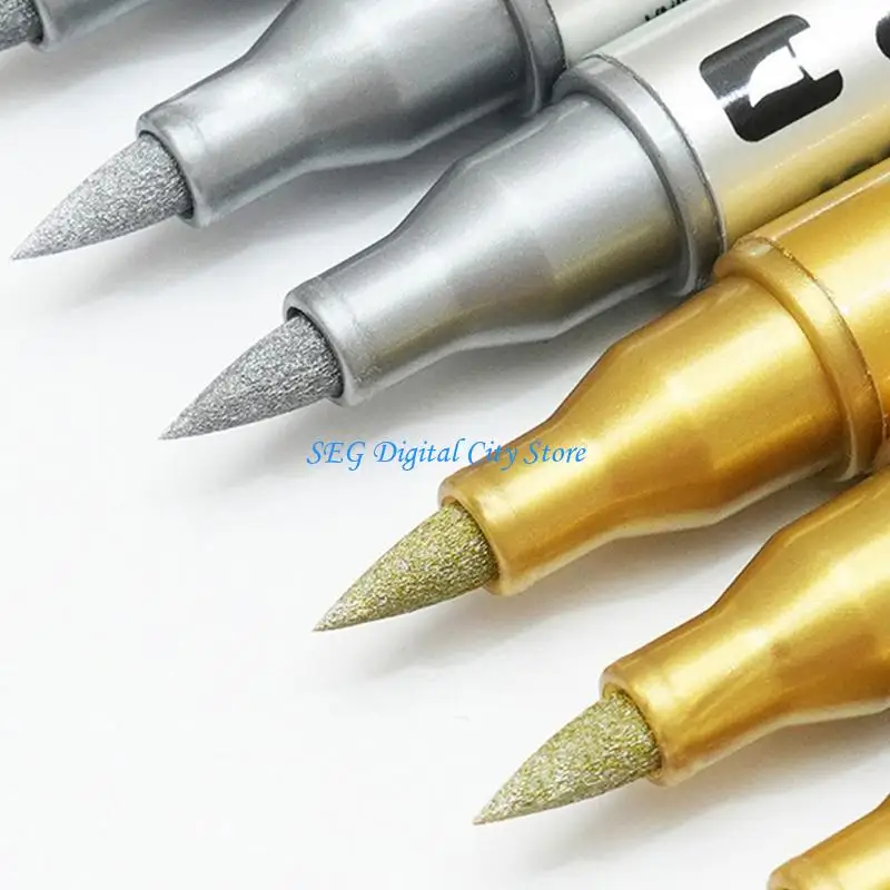 U75B Double Ended Metallic Brush Marker For Greeting Card Wedding Invitation Writing