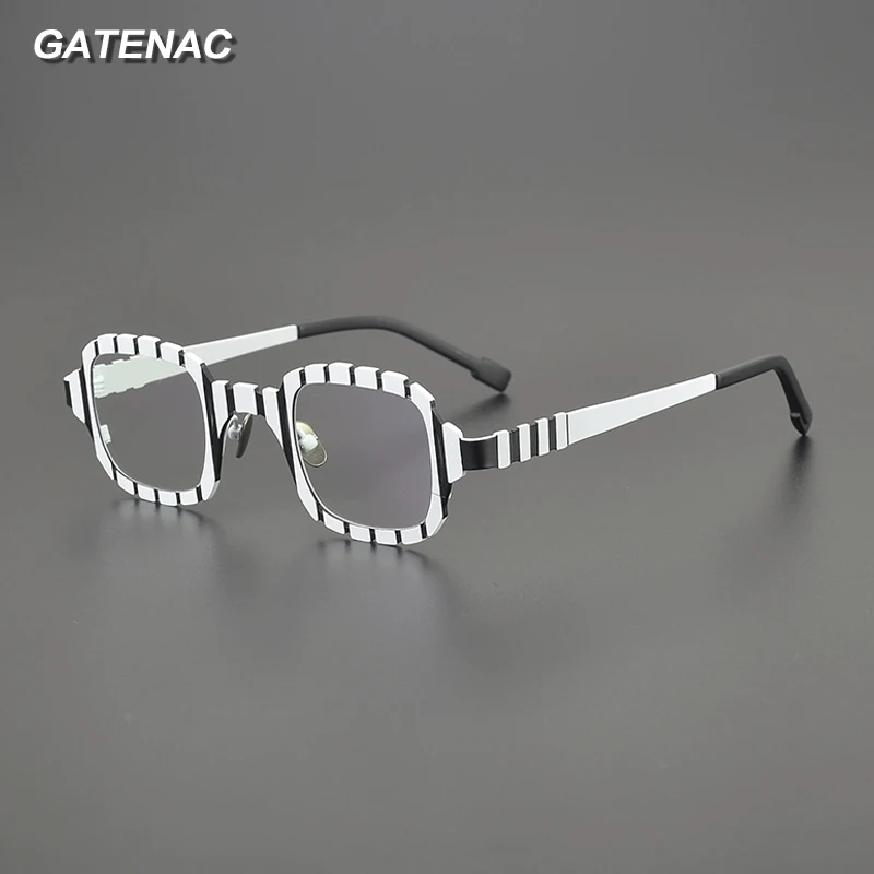 

Gatenac Vintage Pure Titanium Glasses Frame Men Handmade Ultra Light Eyeglasses Frame Women Luxury Brand Designer Eyewear