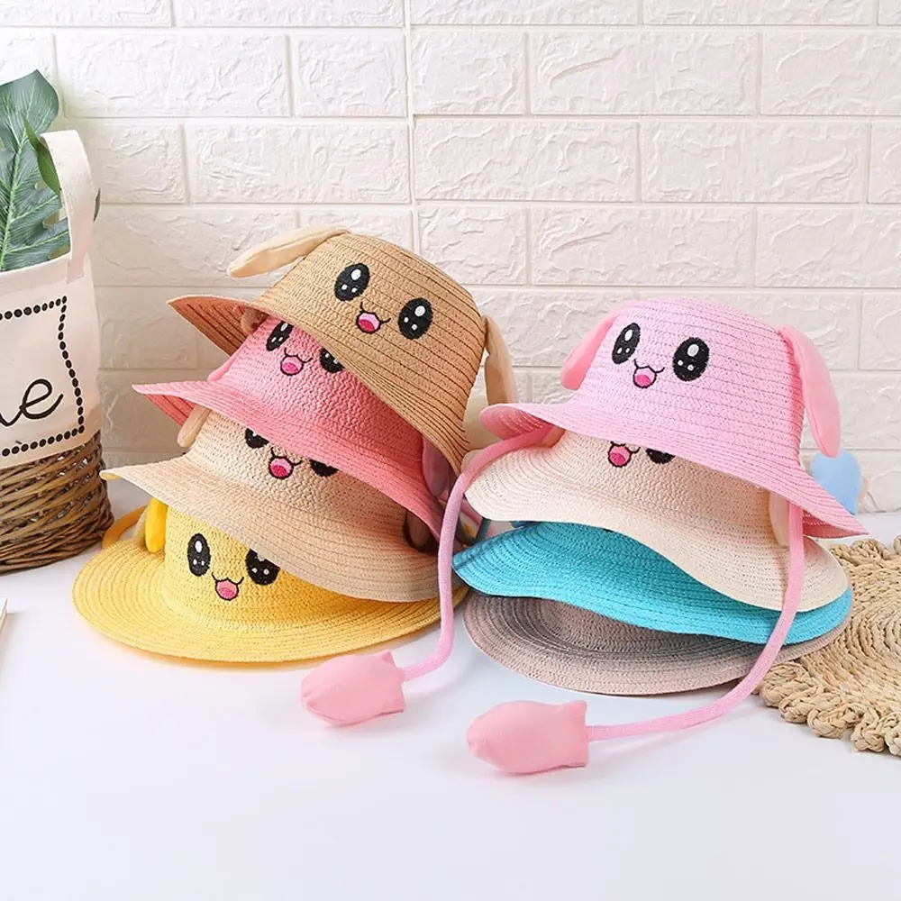 Summer Bucket Cap Moving Ears Straw Hats Fisherman\'s Hat Sun Hat Beach Hat