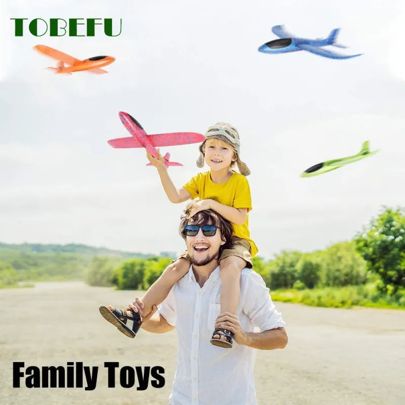 TOBEFU Launch Glow Glider Plane Model Hand Throw Gliding Airplane Interesting Outdoor Toys for Kids Fun Play Children Boys Gifts