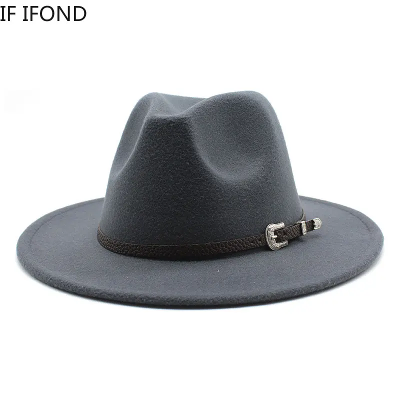 British Style Felt Jazz Fedora Hat 59-61CM Size Panama Trilby Hats For Women Men Gentleman Wedding Party Hat