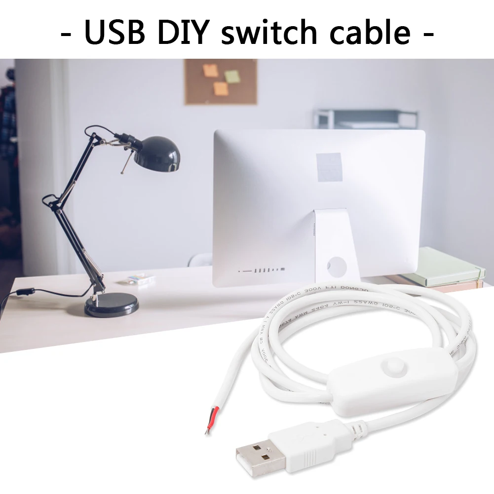 1 متر USB كابل إمداد الطاقة المهنية 2 سلك USB 2.0 ذكر تمديد الحبل DIY بها بنفسك مع تشغيل/إيقاف التبديل الكابلات الرقمية #4