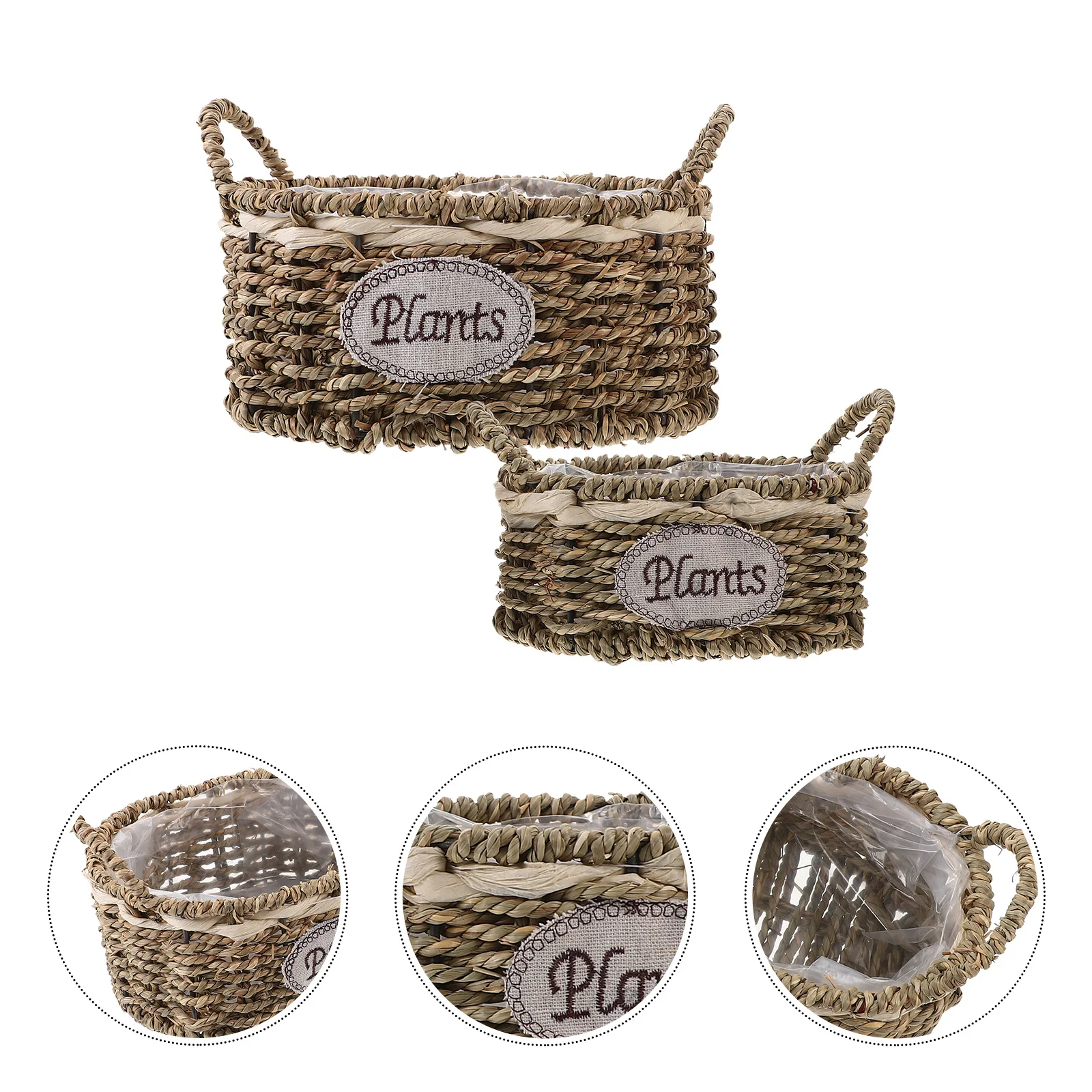 

2Pcs Woven Flower Basket Rustic Storage Basket Organizer for Home Garden Indoor Plants Sundries Holder Decorative