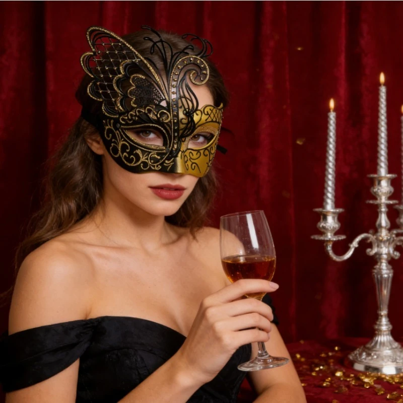 

Красочная маска для лица с бабочками и розовыми стразами, металлическая маска для ролевых игр, карнавальных вечеринок и маскарадов