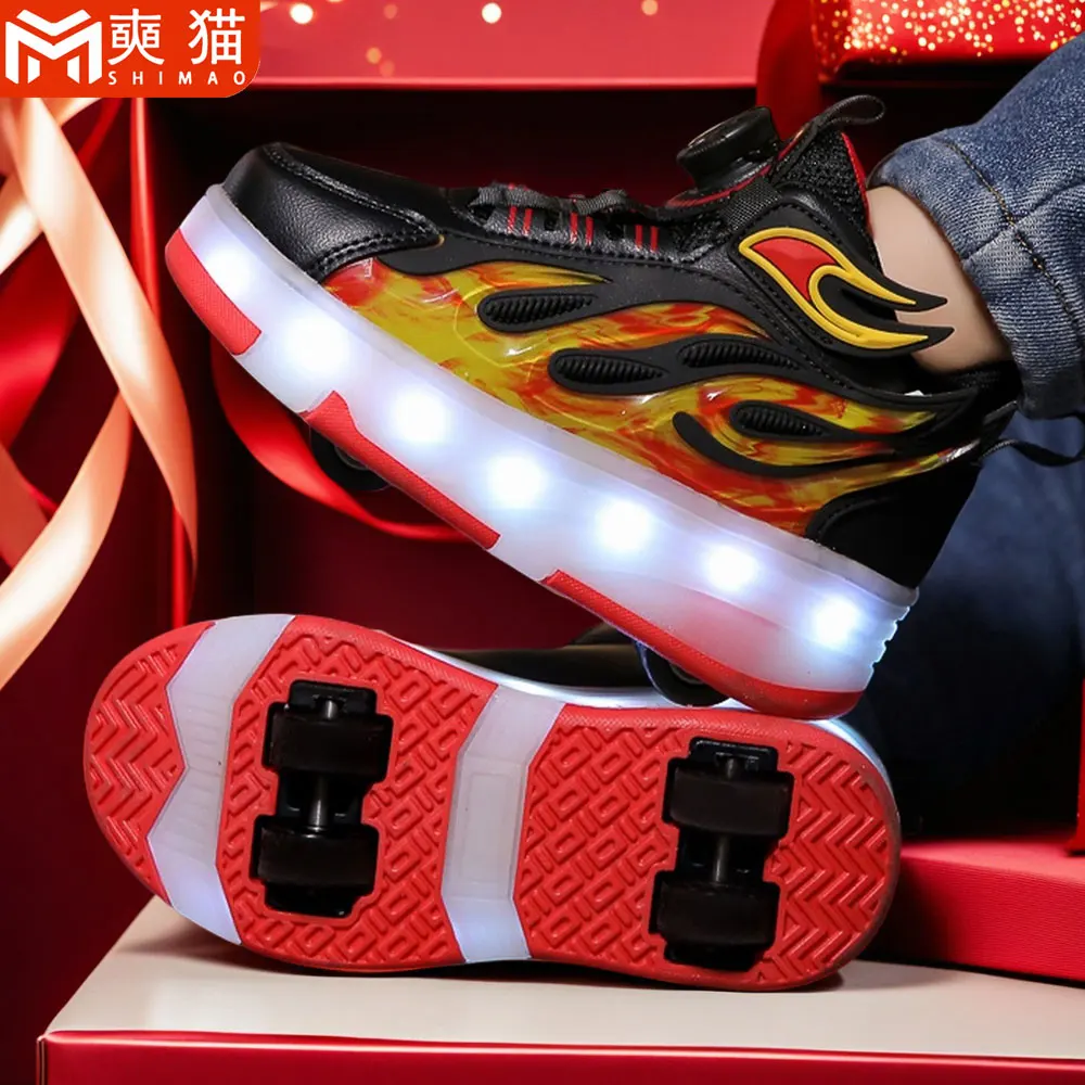 

Children's Boy Sneakers Girl Women's Man Gifs Four-Wheel Roller Skates Shoes Light Up Glitter Sports Shoes For Kids Sneakers