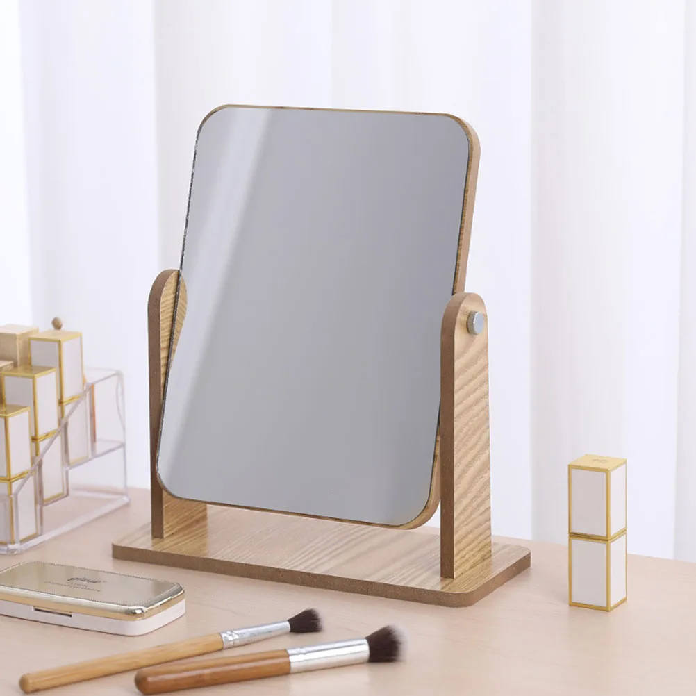

Wooden Base Makeup Mirror Elegant Desktop Decor Girl Cosmetics Clear Vision Girl Makeup Mirror Stable Base Design Gifts