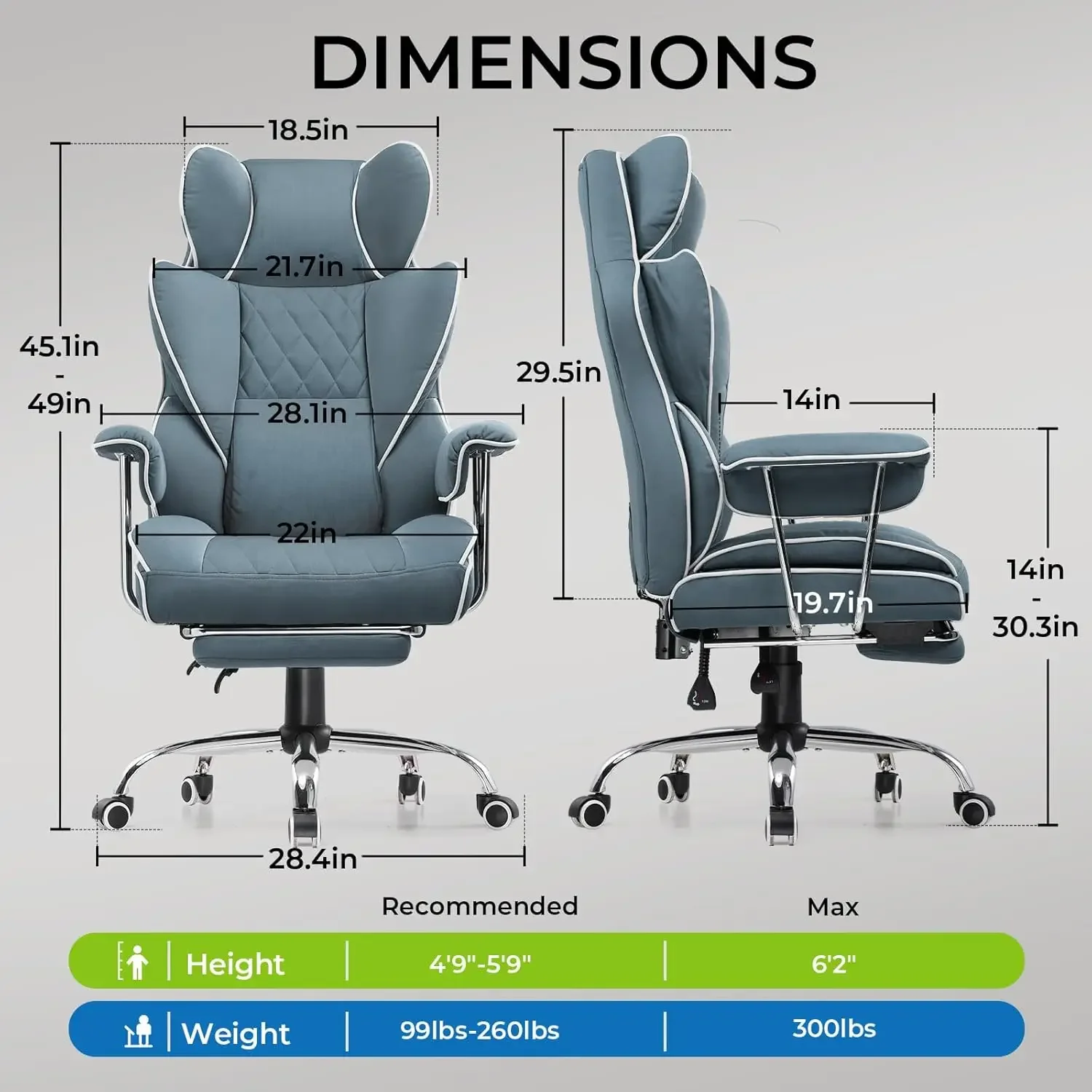 GTRACING Gaming Chair,Office Chair with Pocket Spring Lumbar Support, Ergonomic Comfortable Wide Office Desk Computer Chair with