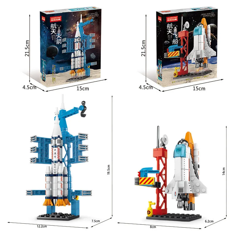 107 Piece DIY Building Blocks Space Rocket Craft Launch Center Base Puzzle Model Assembling Bricks Small Set Education Boys Toy