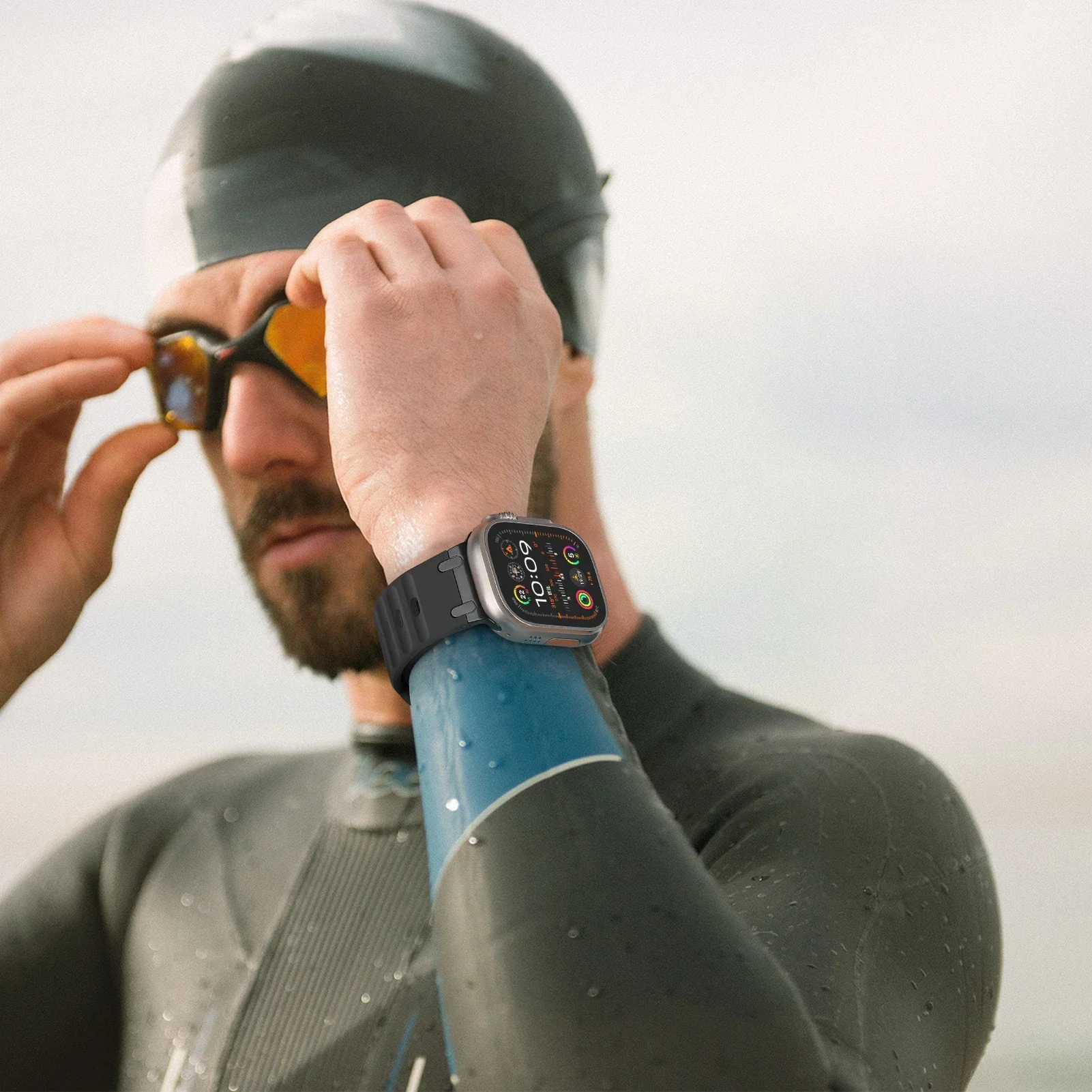 حزام سيليكون رياضي لساعة أبل الترا 2 باند 49 ملم سوار كوريا من الفولاذ المقاوم للصدأ iwatch Series 9 8 7 SE 10 45 44 46 ملم 2026