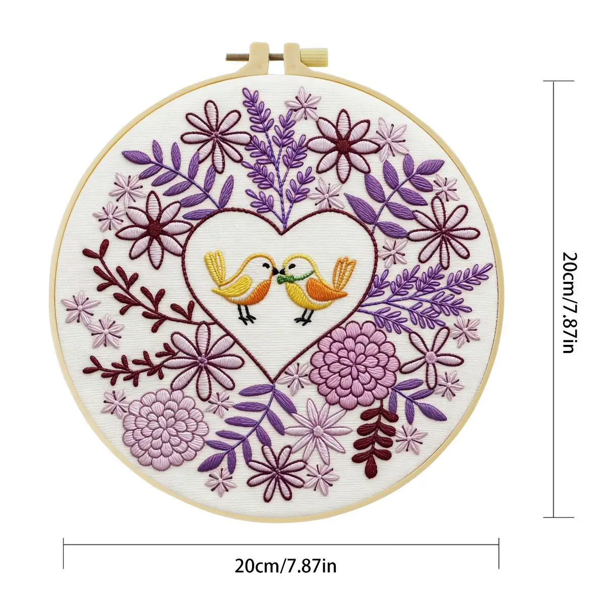 1 Stück 20X20CM/15X15CM 7,87/6,3 Zoll Lila Blätter Stickerei Starter-Kit DIY-Kit DIY-Stickerei-Set Handarbeiten Nähkunst – Detail 5