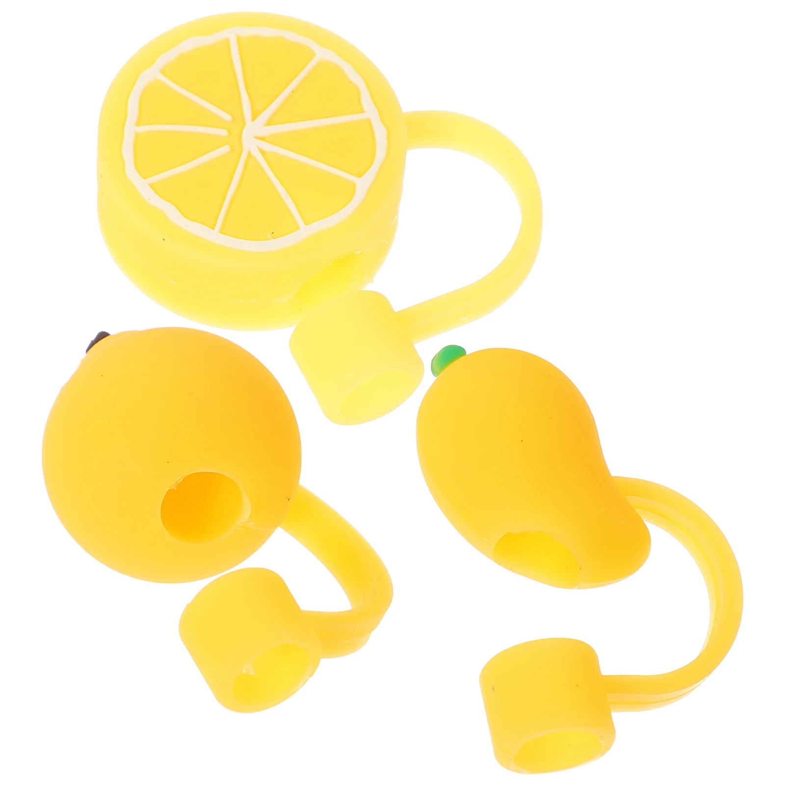 

3pcs Soft Rubber Straw Cap Yellow Silicone Plug Cover Drinking Reusable Straws Protective Tips Covers Decorations