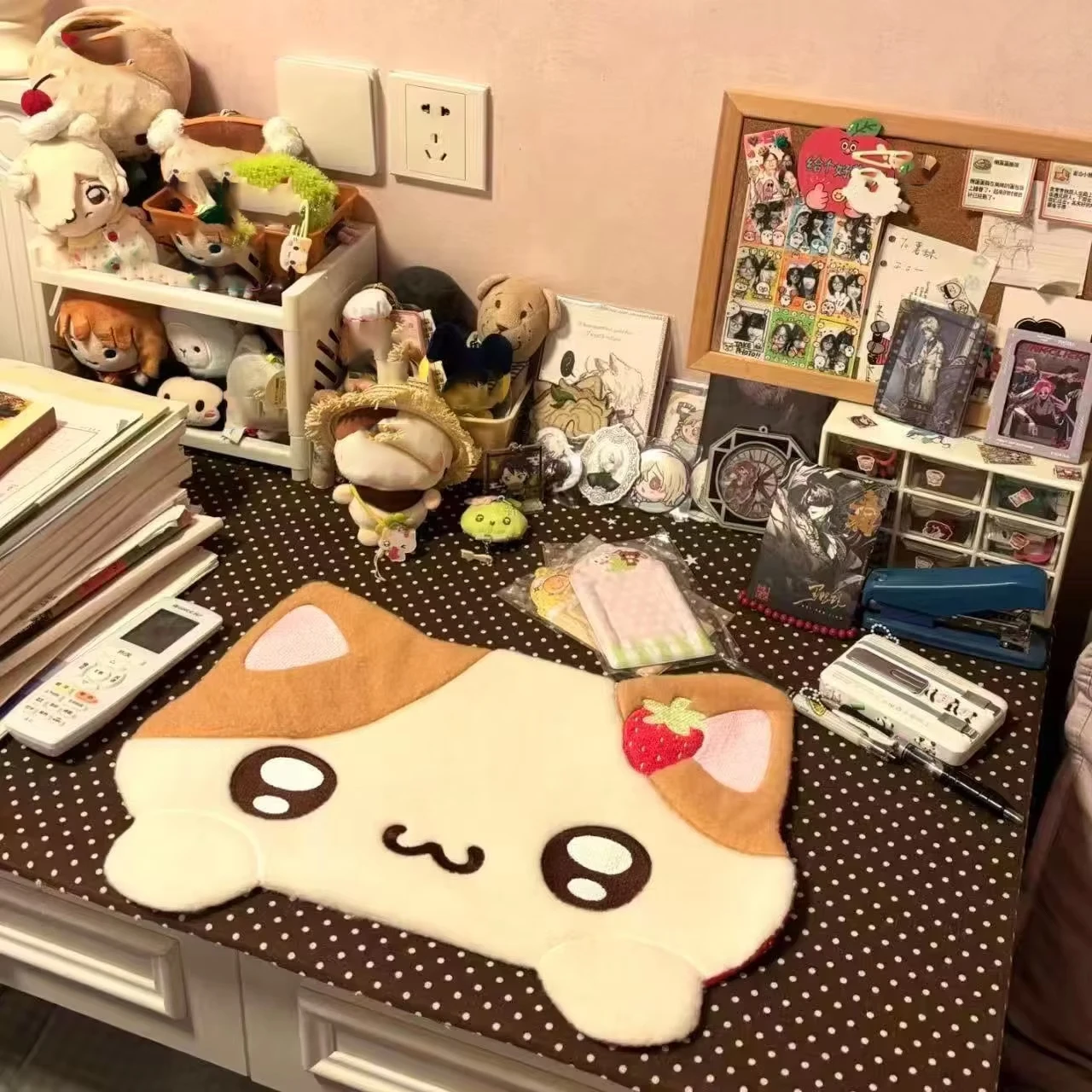 New Japanese-style Cute Cat Desk Mat Thickened Fabric Table Decoration High-appearance Prop Dorm Student Photos Home Decor Mat