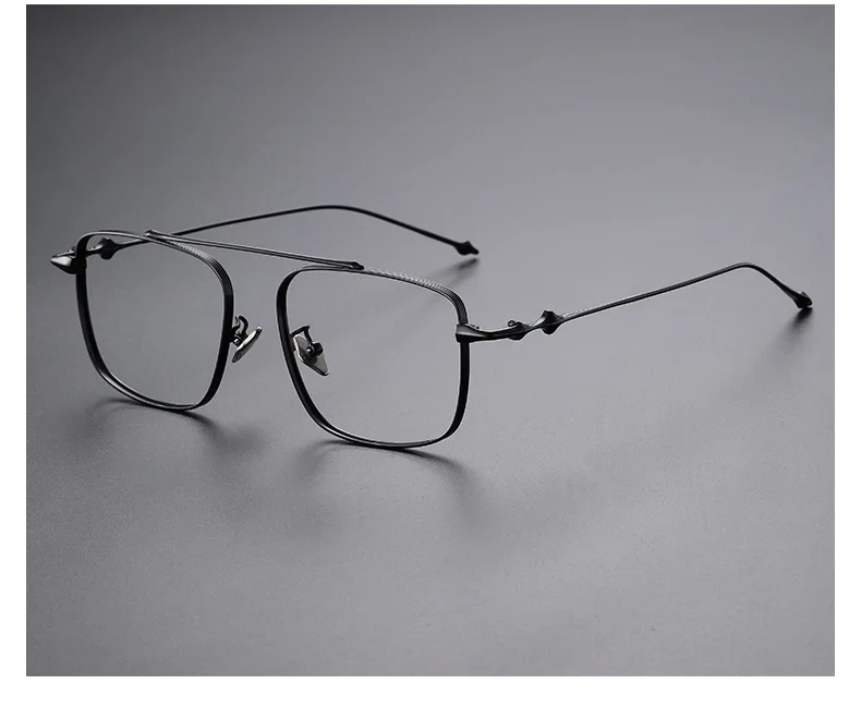 YIMARUILI Retro Pilot männer Brille Rahmen Ultraleicht Trendy Titan Legierung Große Größe Optische Brillen Frauen M1910 – Detail 10