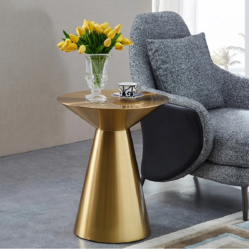 Luxo estilo nórdico mesa de chá de metal sala estar sofá mesa de canto dourado designer mesa de chá redonda dropshipping