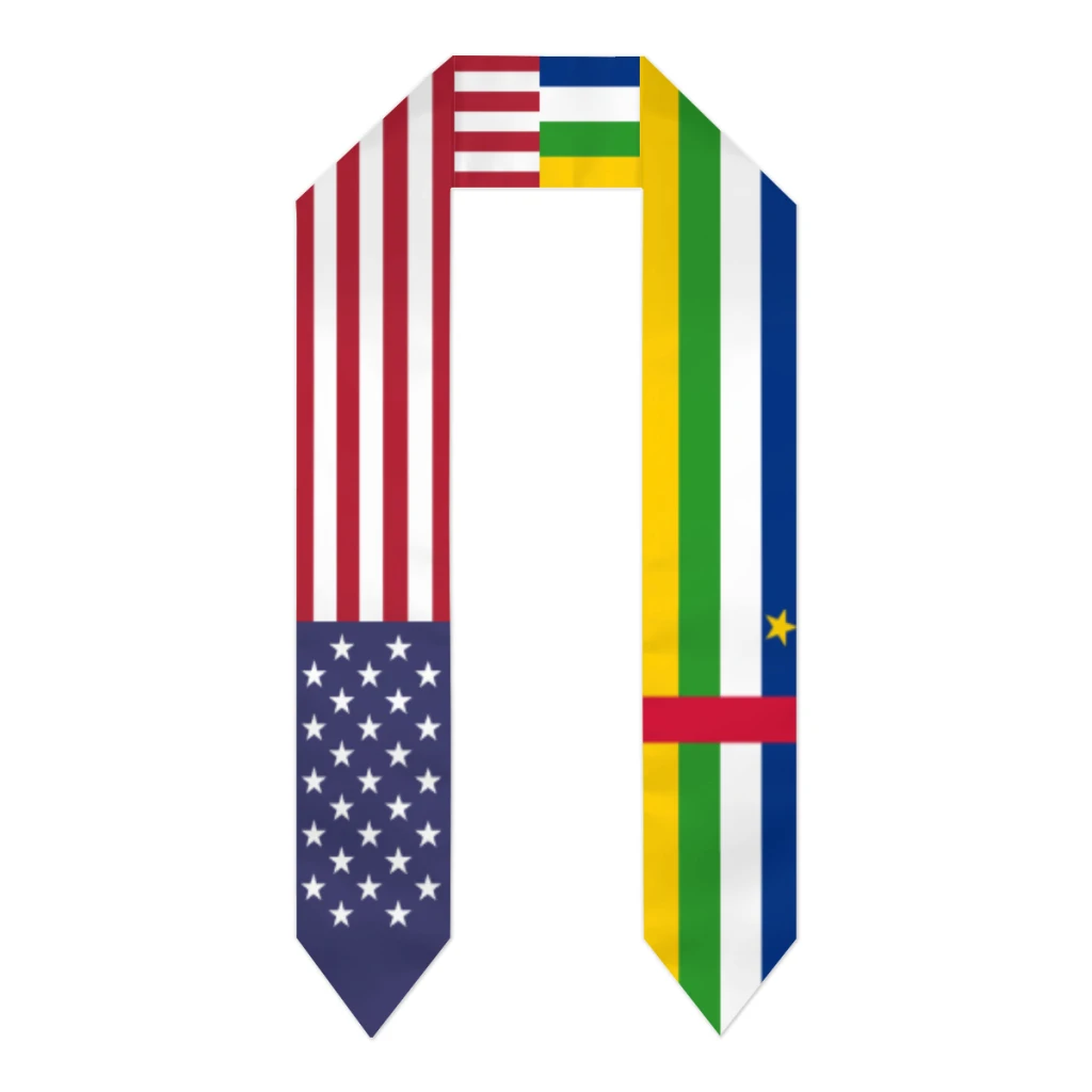 

Graduation Sash Central African Republic & USA United States Flag Stole Shawls Graduate Wraps Scraf International Student Gifts